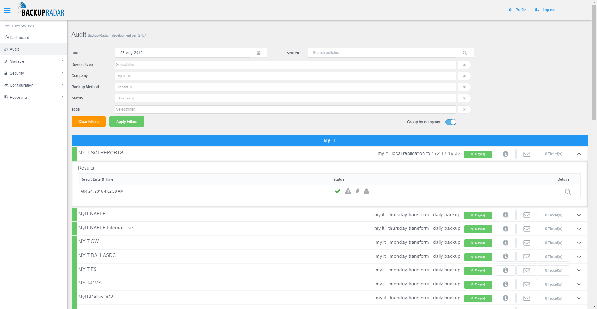 Centrally Monitor Veeam Backups